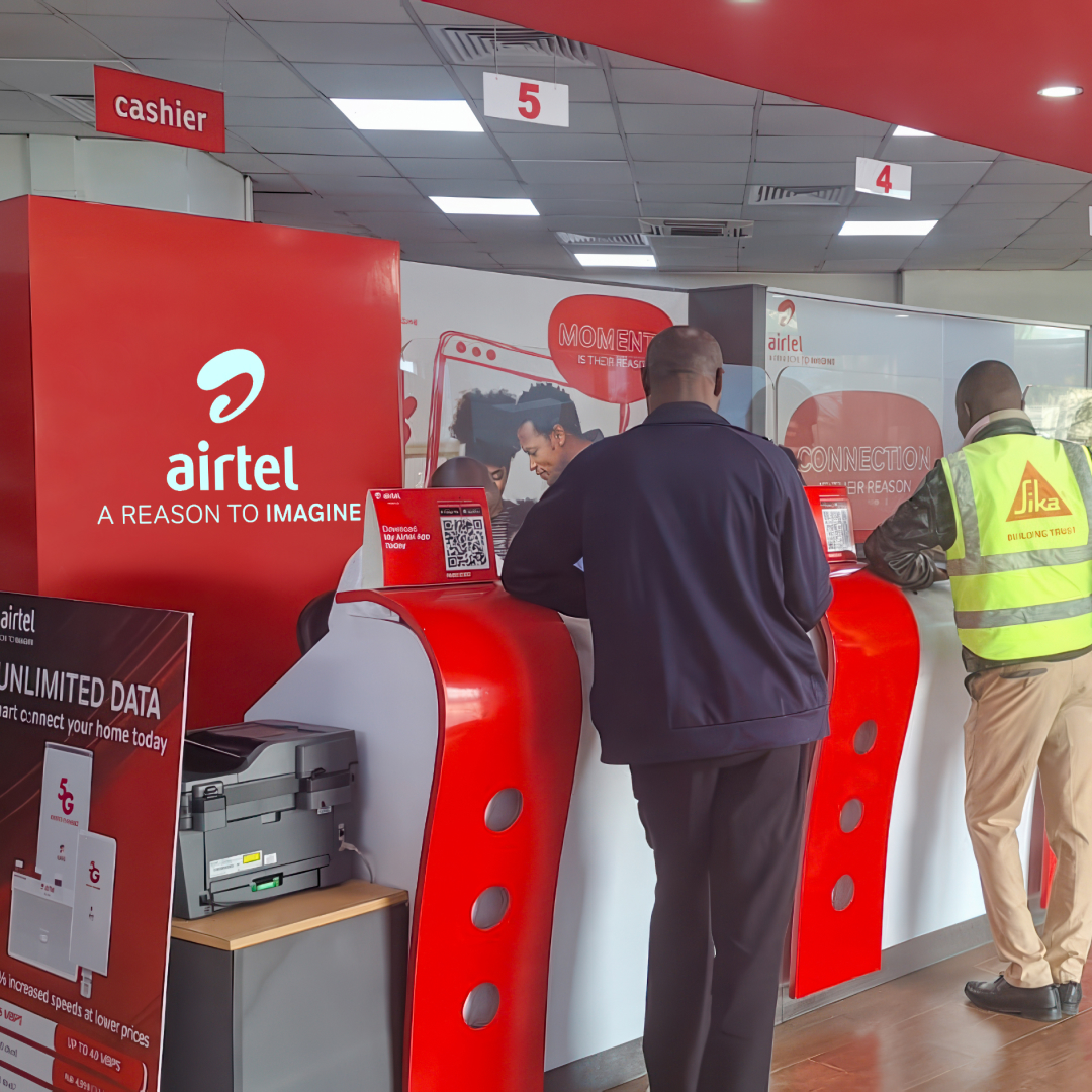 Customers being served at an Airtel Africa location