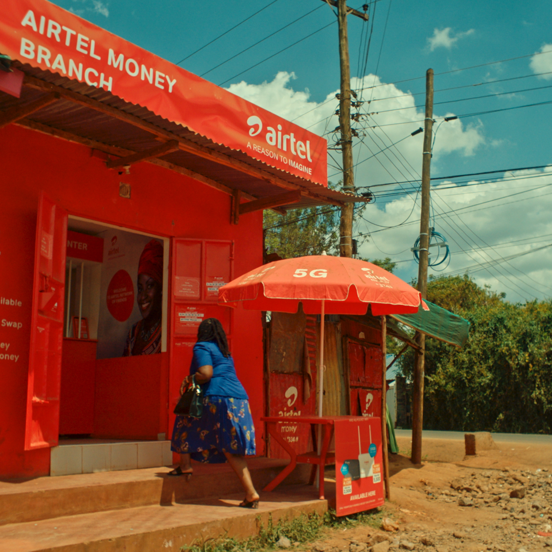 Customer entering a Airtel Money branch