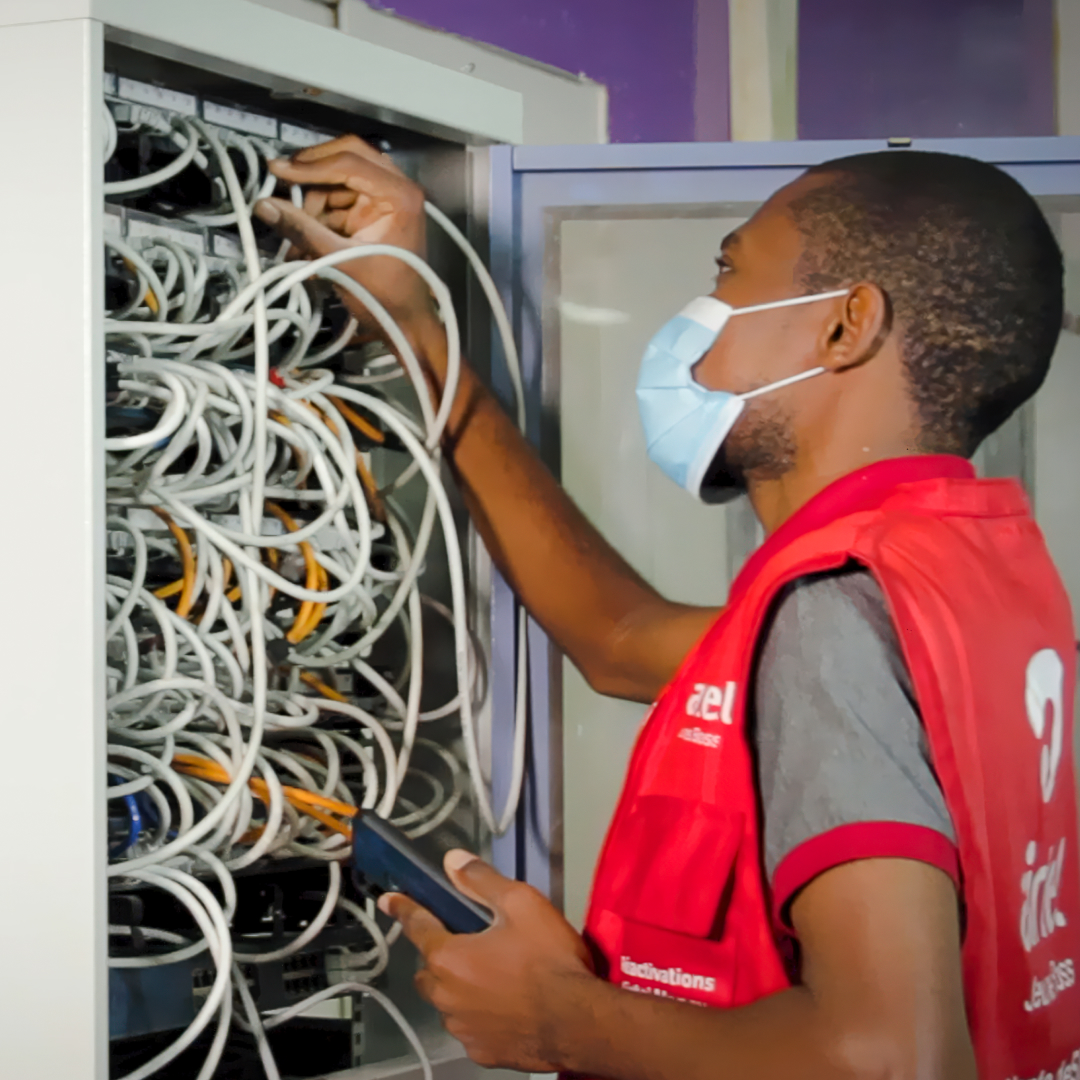 Airtel Africa employee working at a site