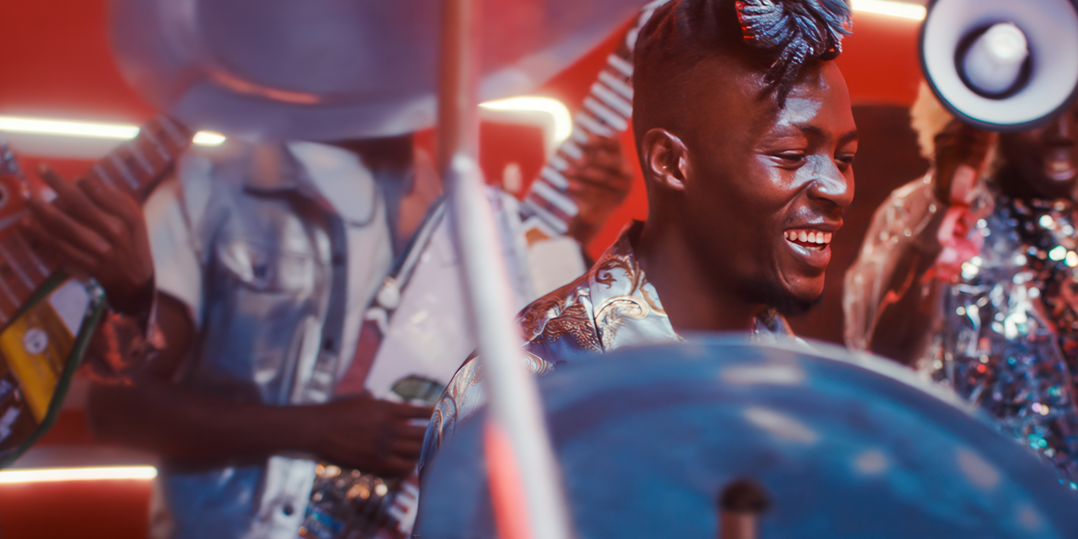 Group of African musicians performing