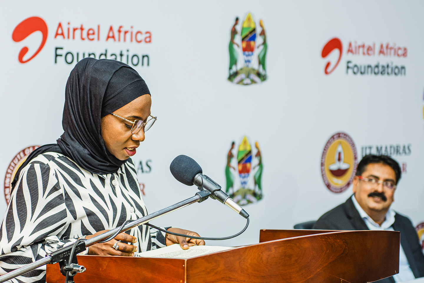 Woman speaking at Airtel Africa Foundation event