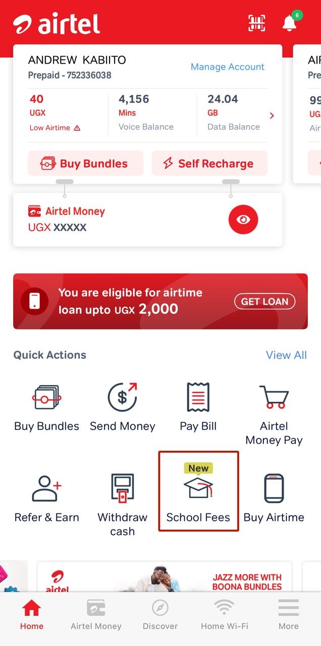 my airtel app screen